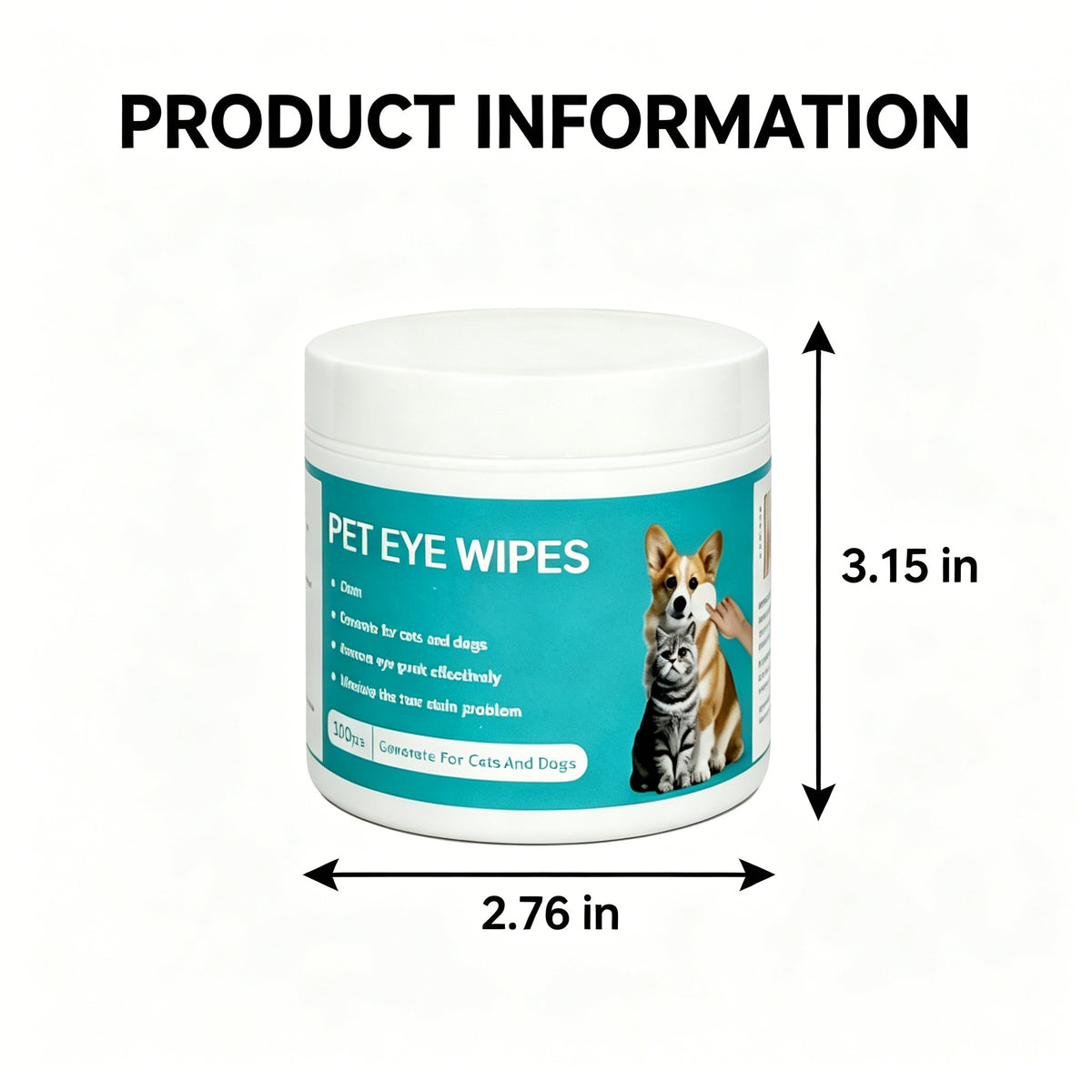 Pet Eye Wipes for Dogs & Cats, 100 Count Gentle Tear Stain Remover & Eye Cleaning Pads