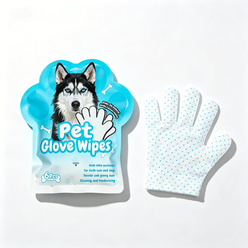 Pet Glove Wipes for Dogs & Cats, 6 Count — Rinse-Free Deodorizing Bath Alternative