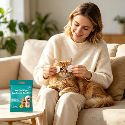 Dog & Cat Eye Wipes, 25 Count Pre-Moistened Eye Cleaning Pads for Tear Stains, Dirt & Debris