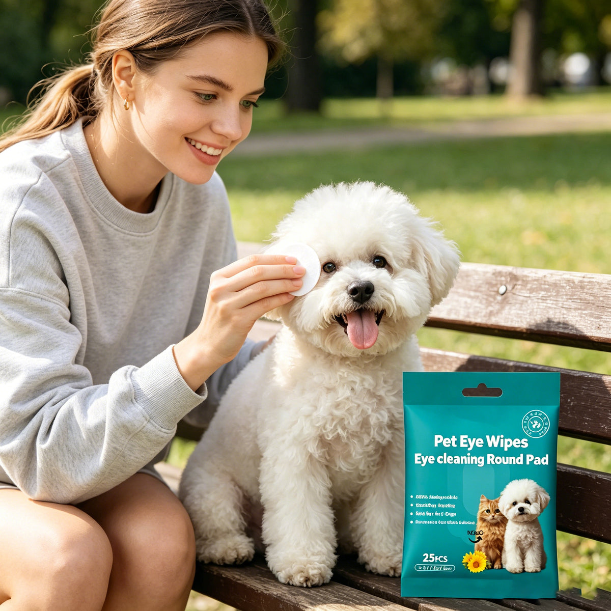 Dog & Cat Eye Wipes, 25 Count Pre-Moistened Eye Cleaning Pads for Tear Stains, Dirt & Debris