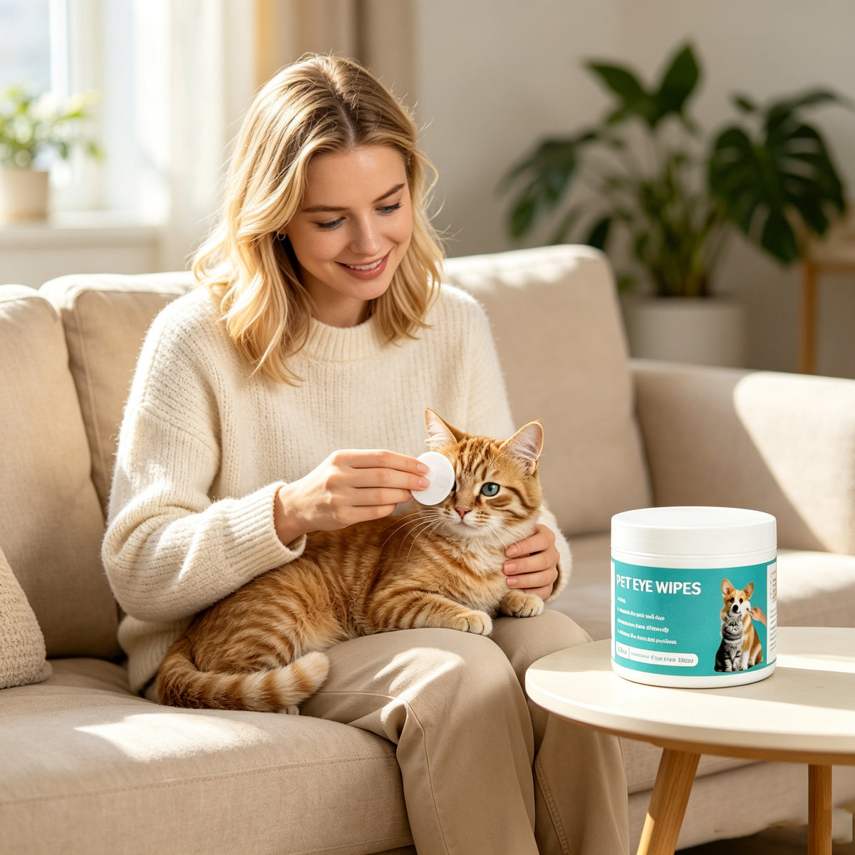 Pet Eye Wipes for Dogs & Cats, 100 Count Gentle Tear Stain Remover & Eye Cleaning Pads