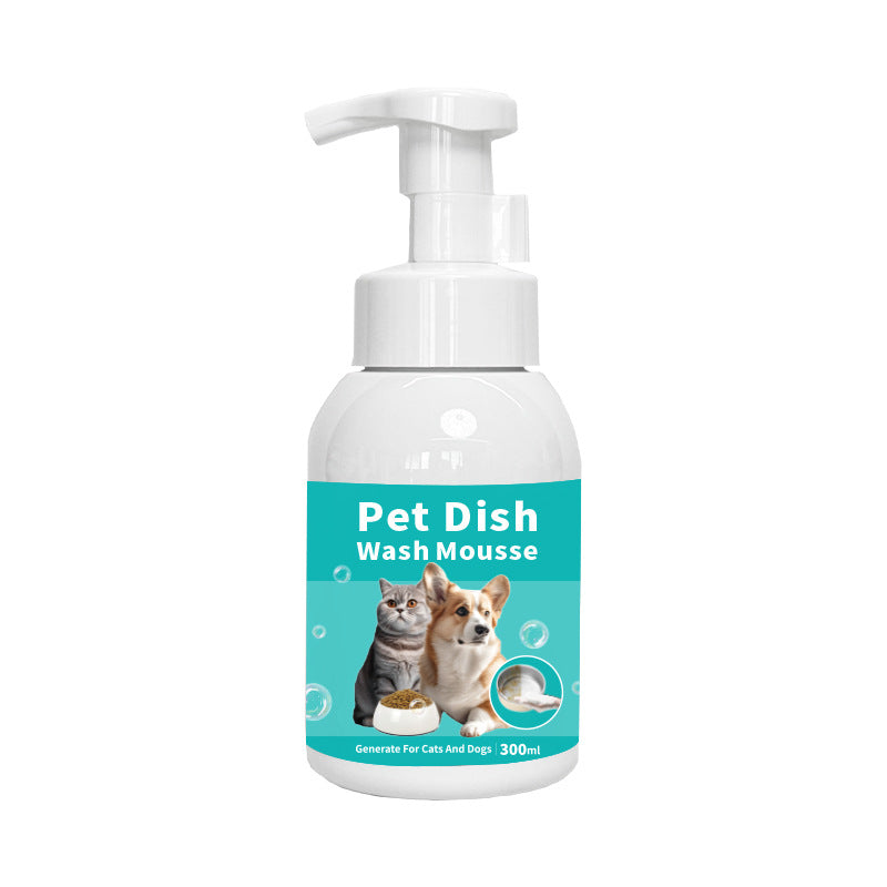 Pet Dish Wash Mousse for Dogs & Cats, 300ml Foaming Cleaner for Pet Bowls, Toys, Water Dispensers and Food Storage, Lick-Safe Formula