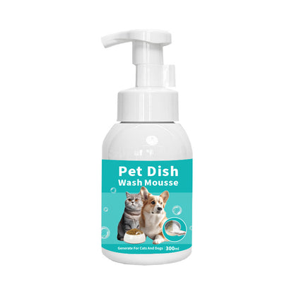 Pet Dish Wash Mousse for Dogs & Cats, 300ml Foaming Cleaner for Pet Bowls, Toys, Water Dispensers and Food Storage, Lick-Safe Formula