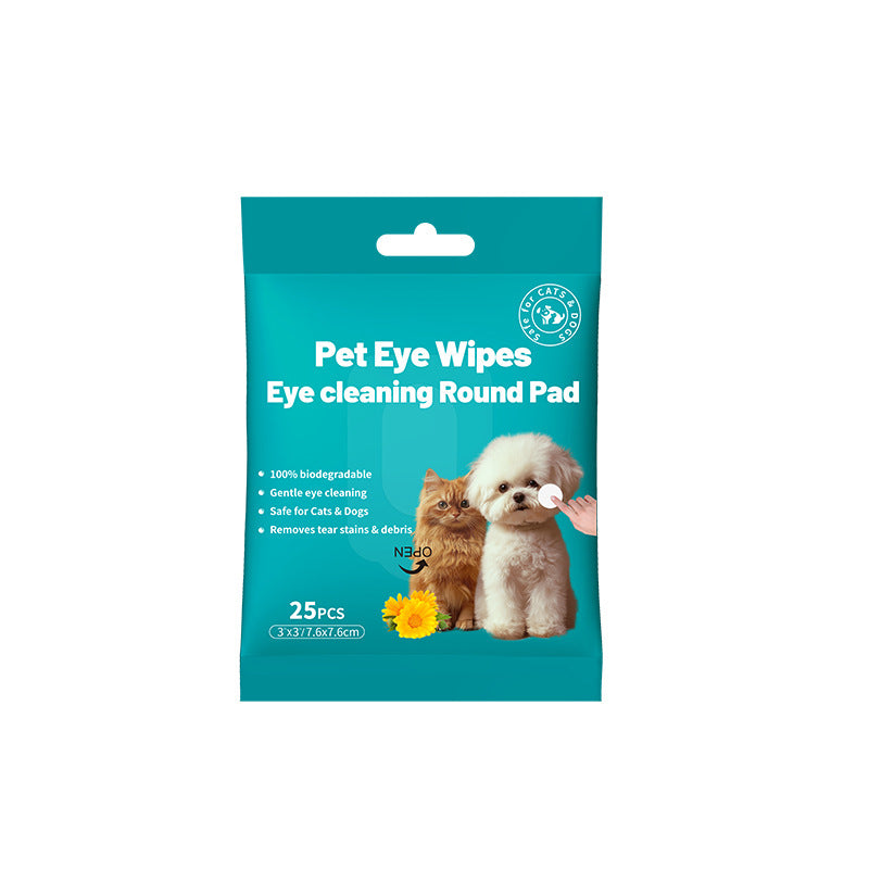 Dog & Cat Eye Wipes, 25 Count Pre-Moistened Eye Cleaning Pads for Tear Stains, Dirt & Debris